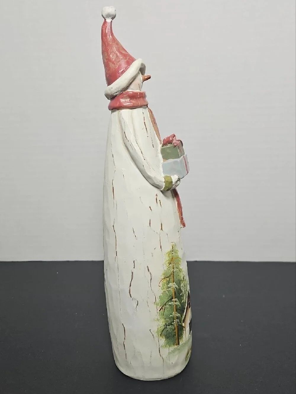 GANZ Cream Snowman with Red Hat, Scarf and Green Gift